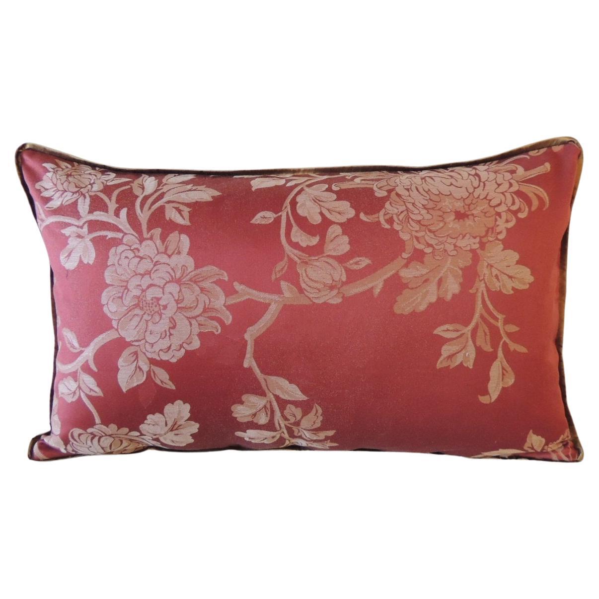 Red Satin Floral Modern Lumbar Decorative Pillow