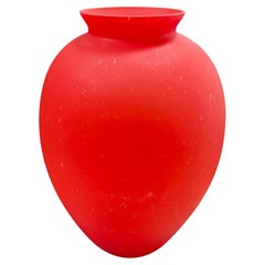 Rote Vase aus satiniertem Glas - mundgeblasenes italienisches Kunstglas