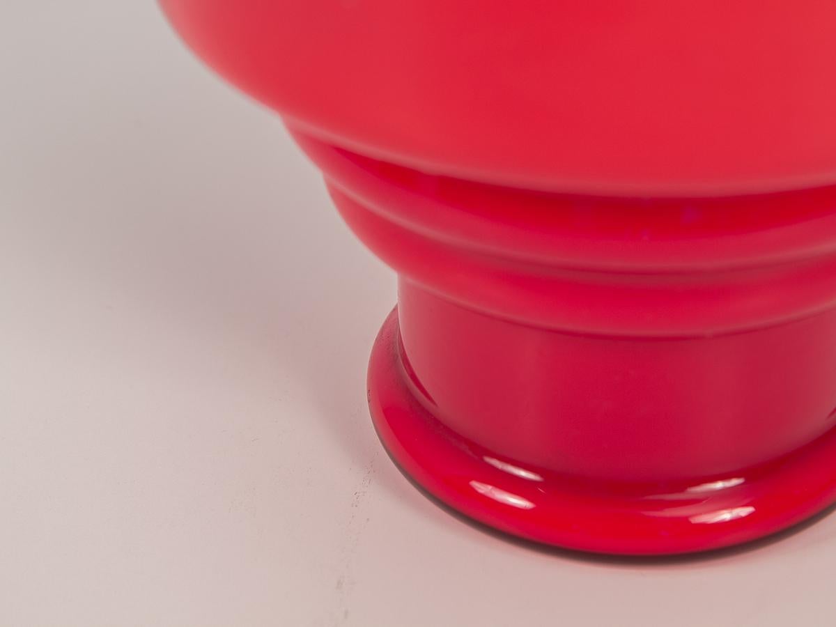 Mid-Century Modern Red Scandinavian Hooped Glass Bowl