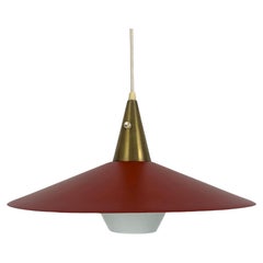 Red Scandinavian Modernist Pendant Lamp by Bent Karlby for Lyfa, Denmark, 1960s