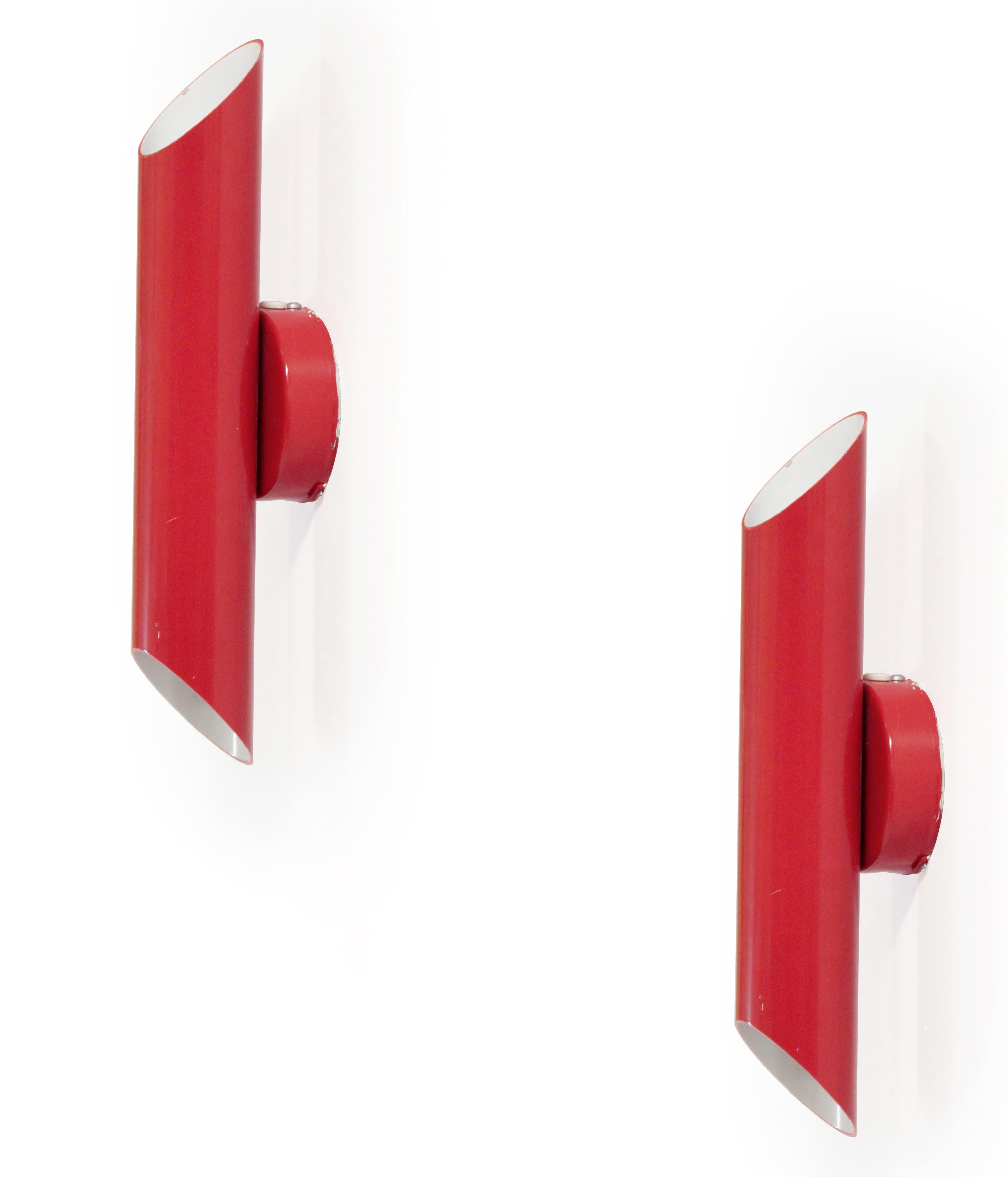 Mid-Century Modern Red Scandinavian Wall Lights by Jonas Hidle for Høvik Lys, 1970s