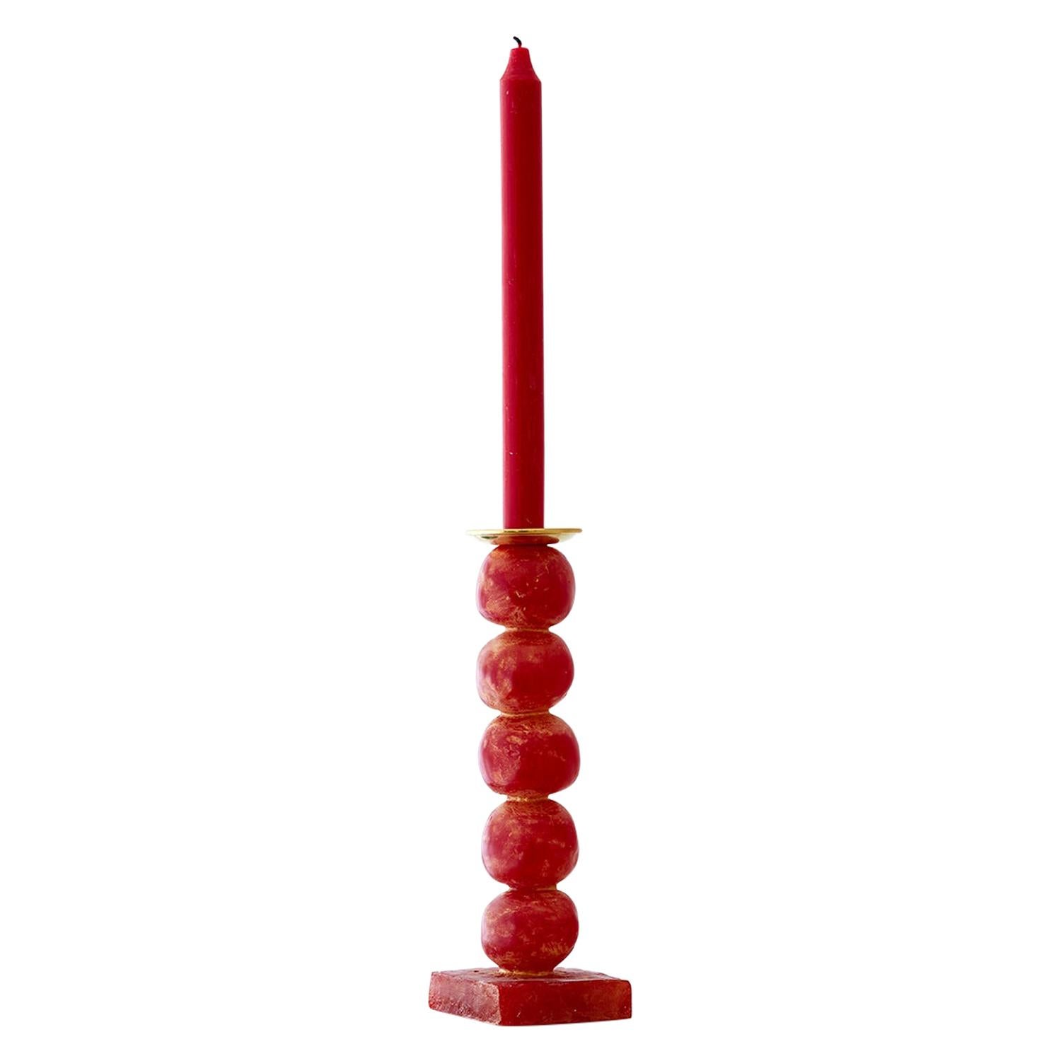 Red Sculptural Candlestick by Margit Wittig