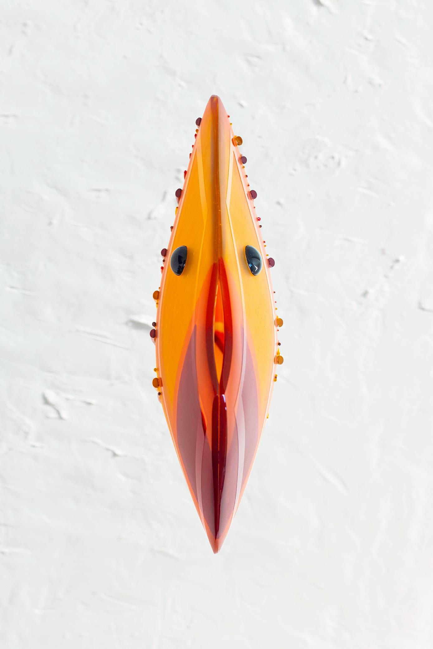 Spanish Red Sea by Delia Ruiz Malo & 40 Plumas Art Glass Fish Sculpture For Sale