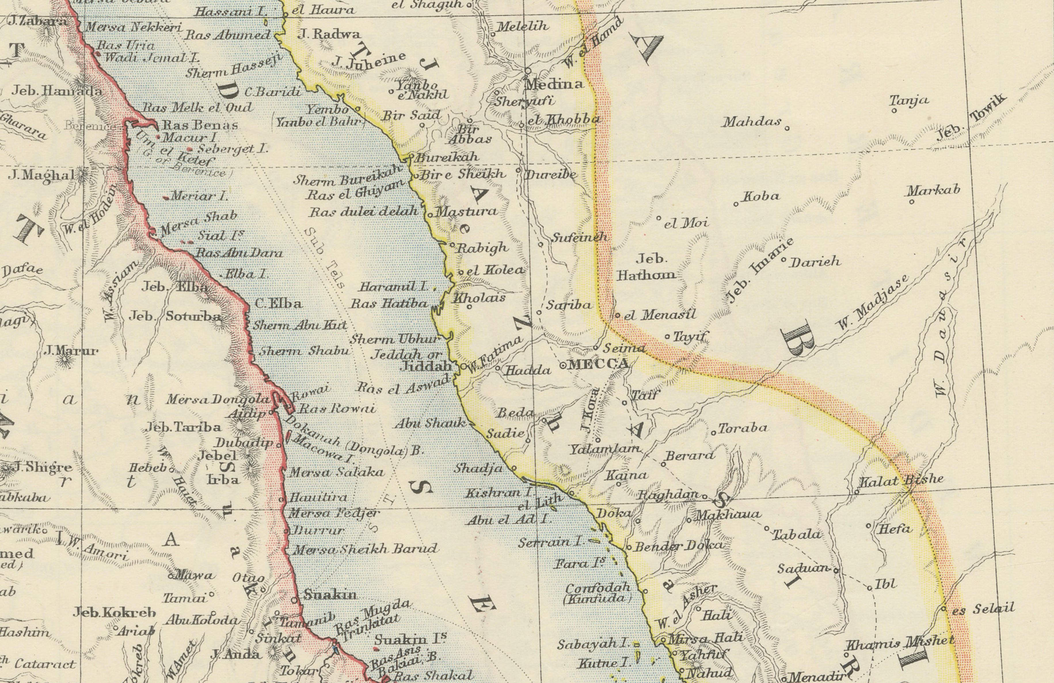 Red Sea Map by W. & A.K. Johnston, Edinburgh & London, c.1895