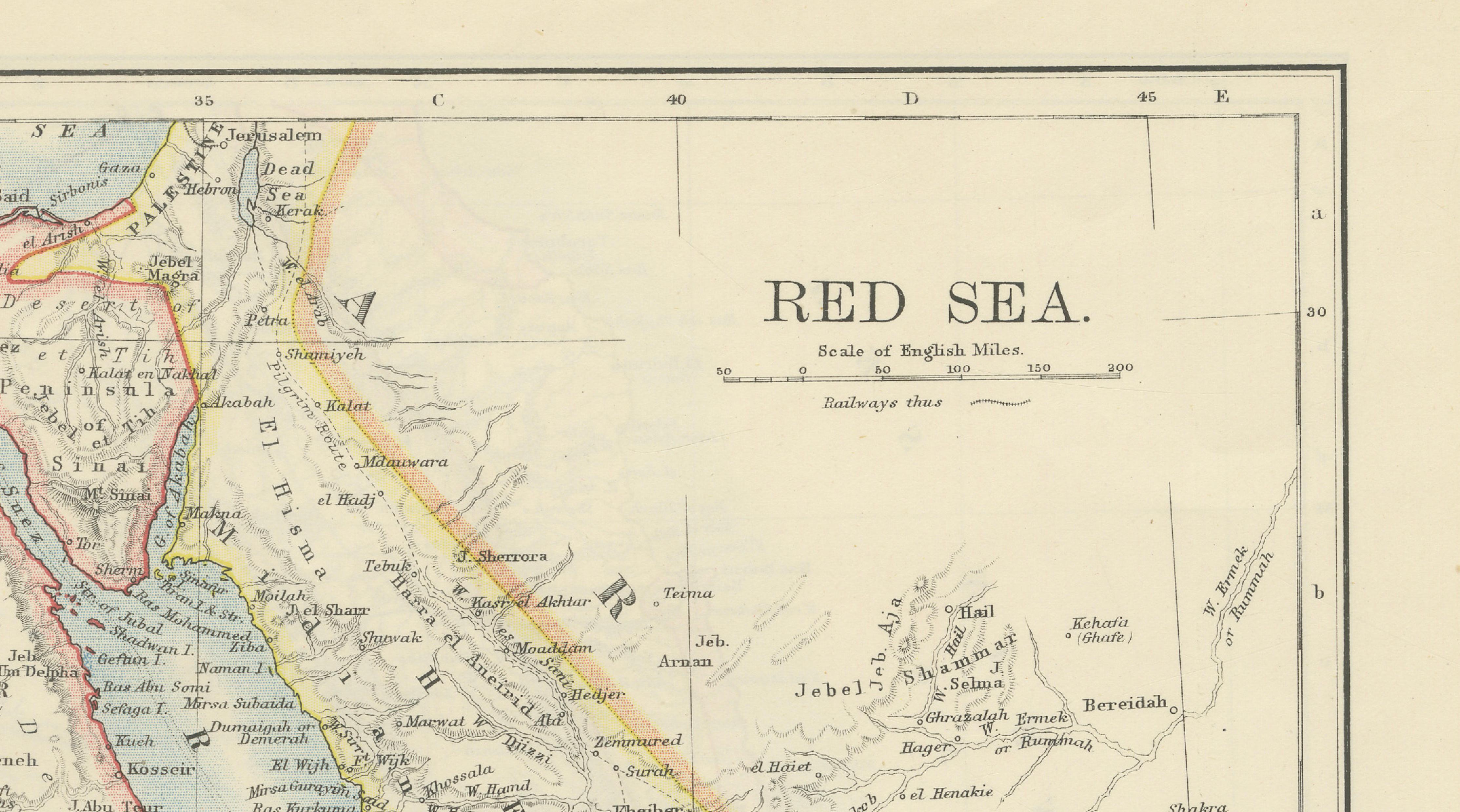 Red Sea Map by W. & A.K. Johnston, Edinburgh & London, c.1895