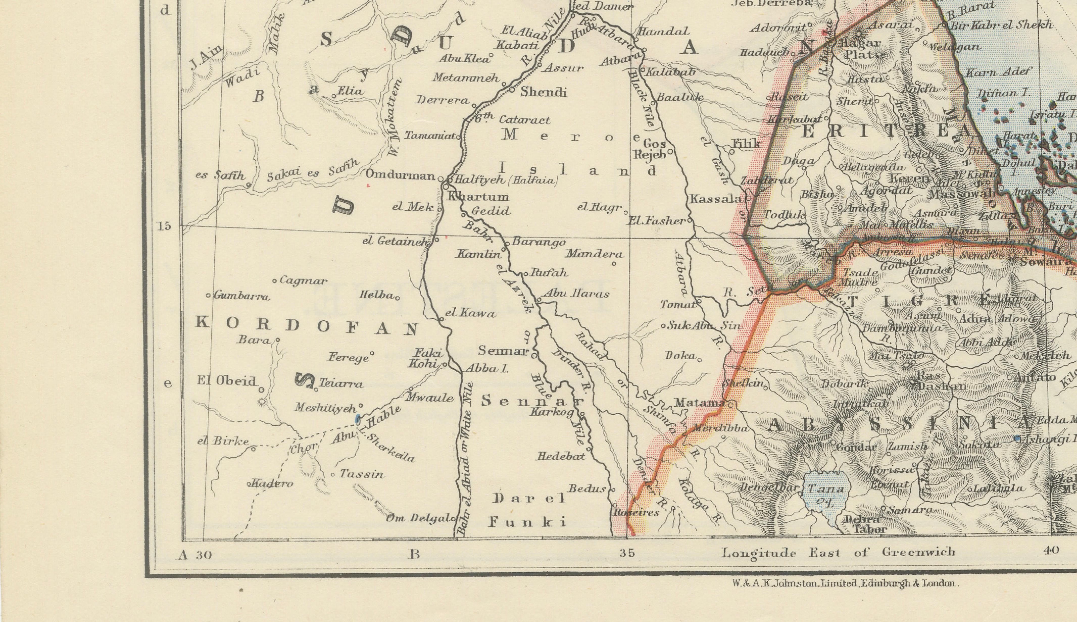 Red Sea Map by W. & A.K. Johnston, Edinburgh & London, c.1895