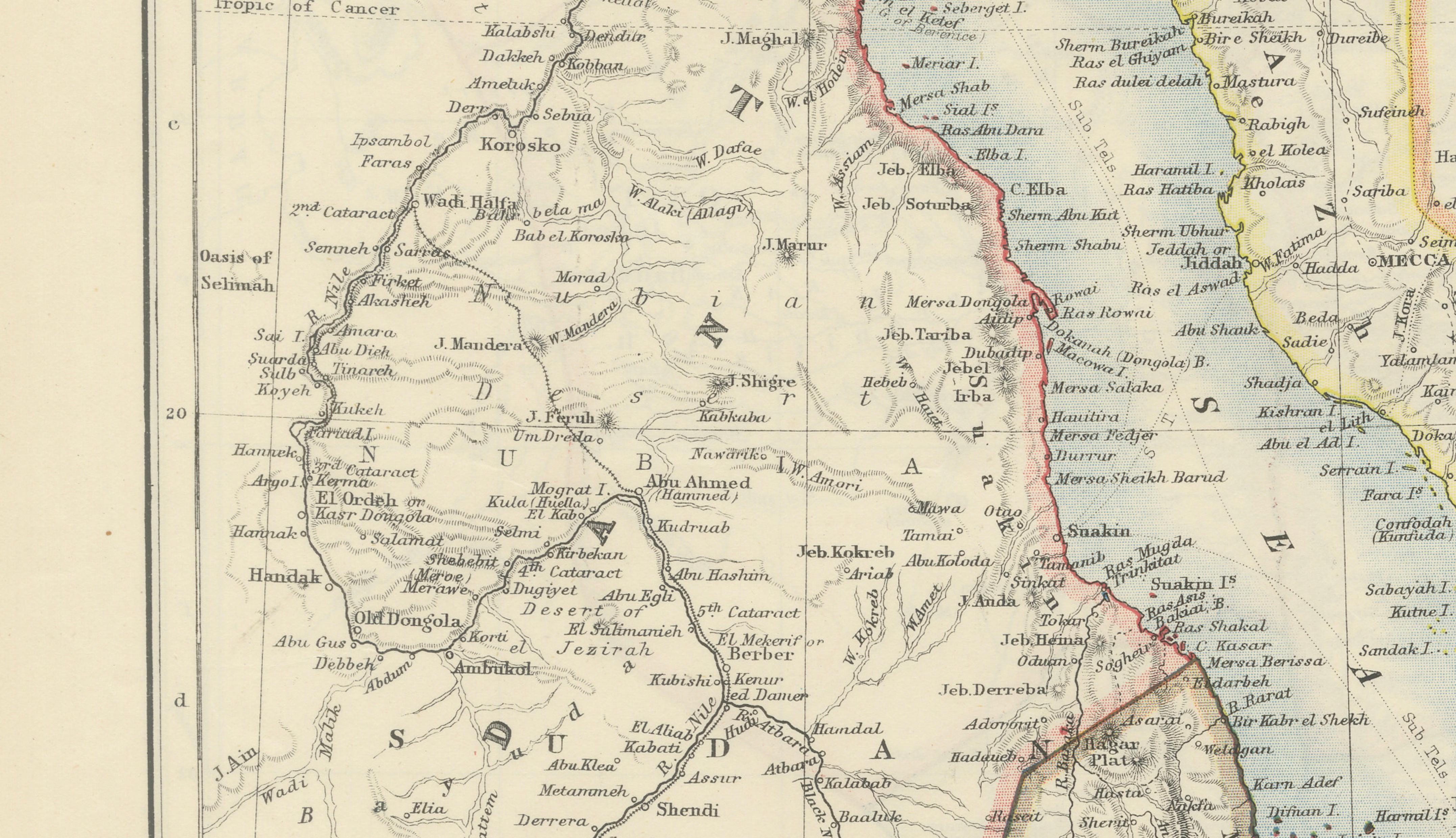 Red Sea Map by W. & A.K. Johnston, Edinburgh & London, c.1895