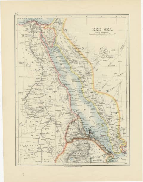 Red Sea Map by W. & A.K. Johnston, Edinburgh & London, c.1895