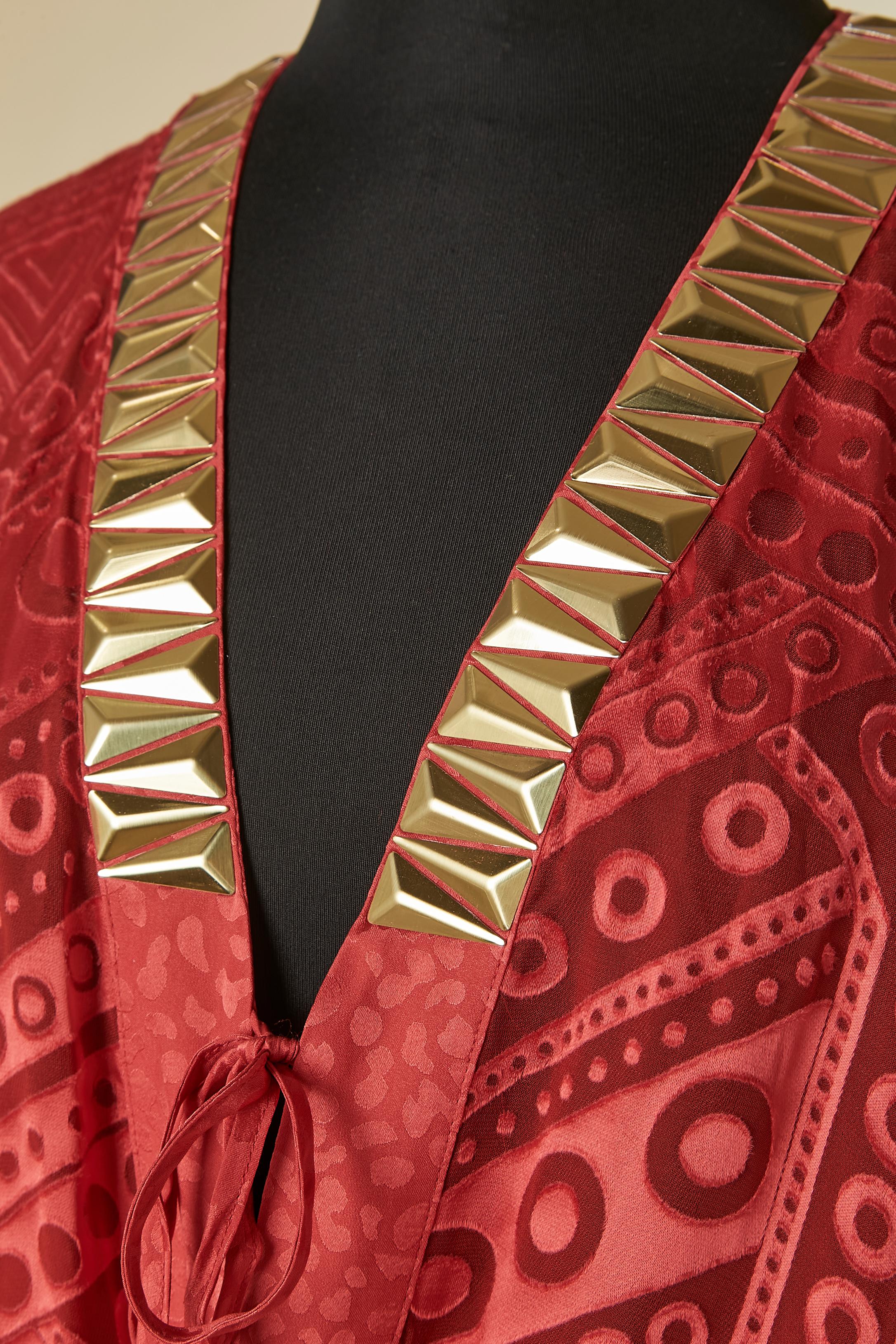 Rotes, durchsichtiges Abendkleid mit goldener Plastikverzierung JUST CAVALLI New Damen im Angebot