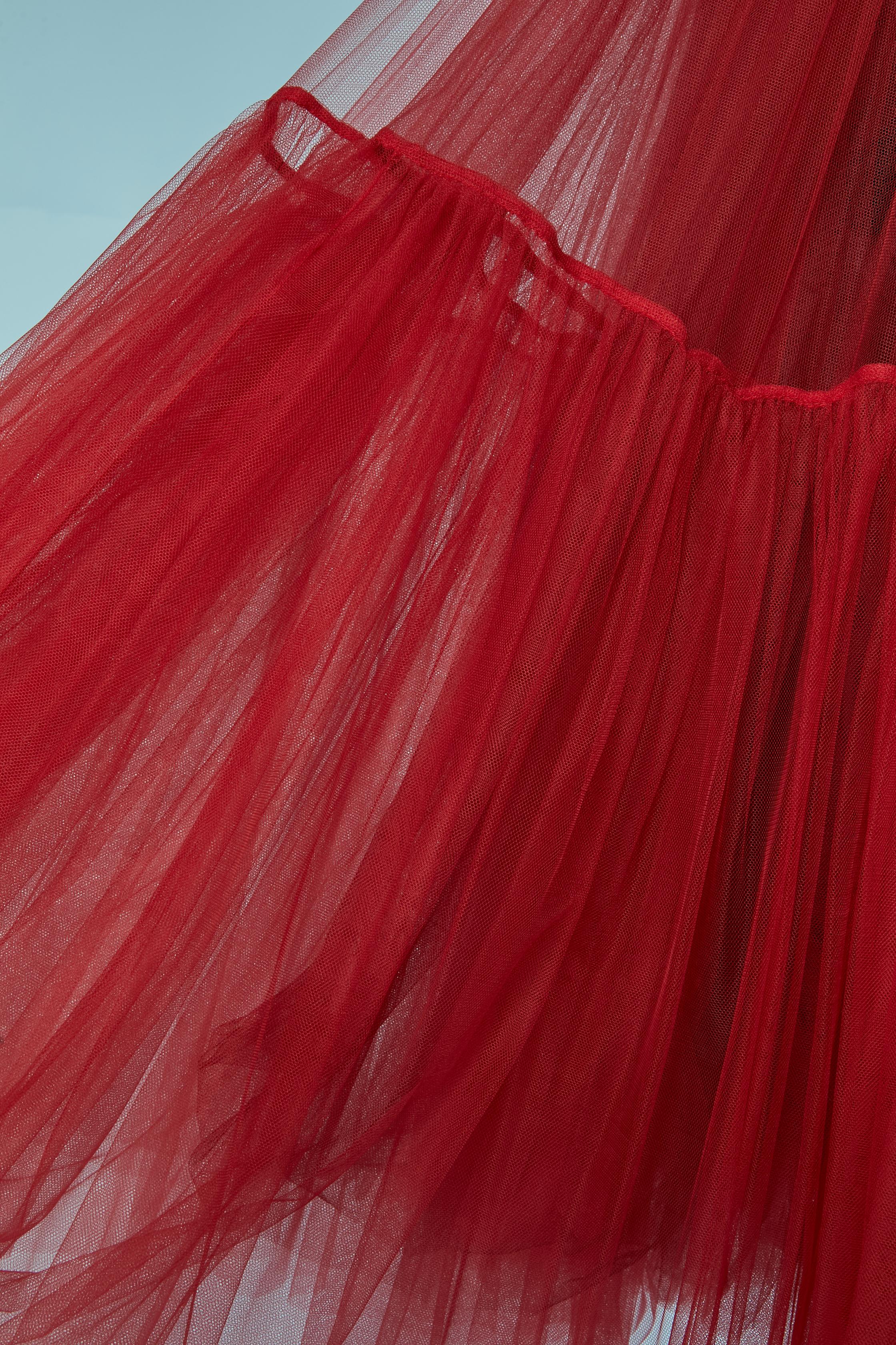 Rosso Gonna rossa trasparente in tulle stile sottoveste CHRISTIAN DIOR in vendita