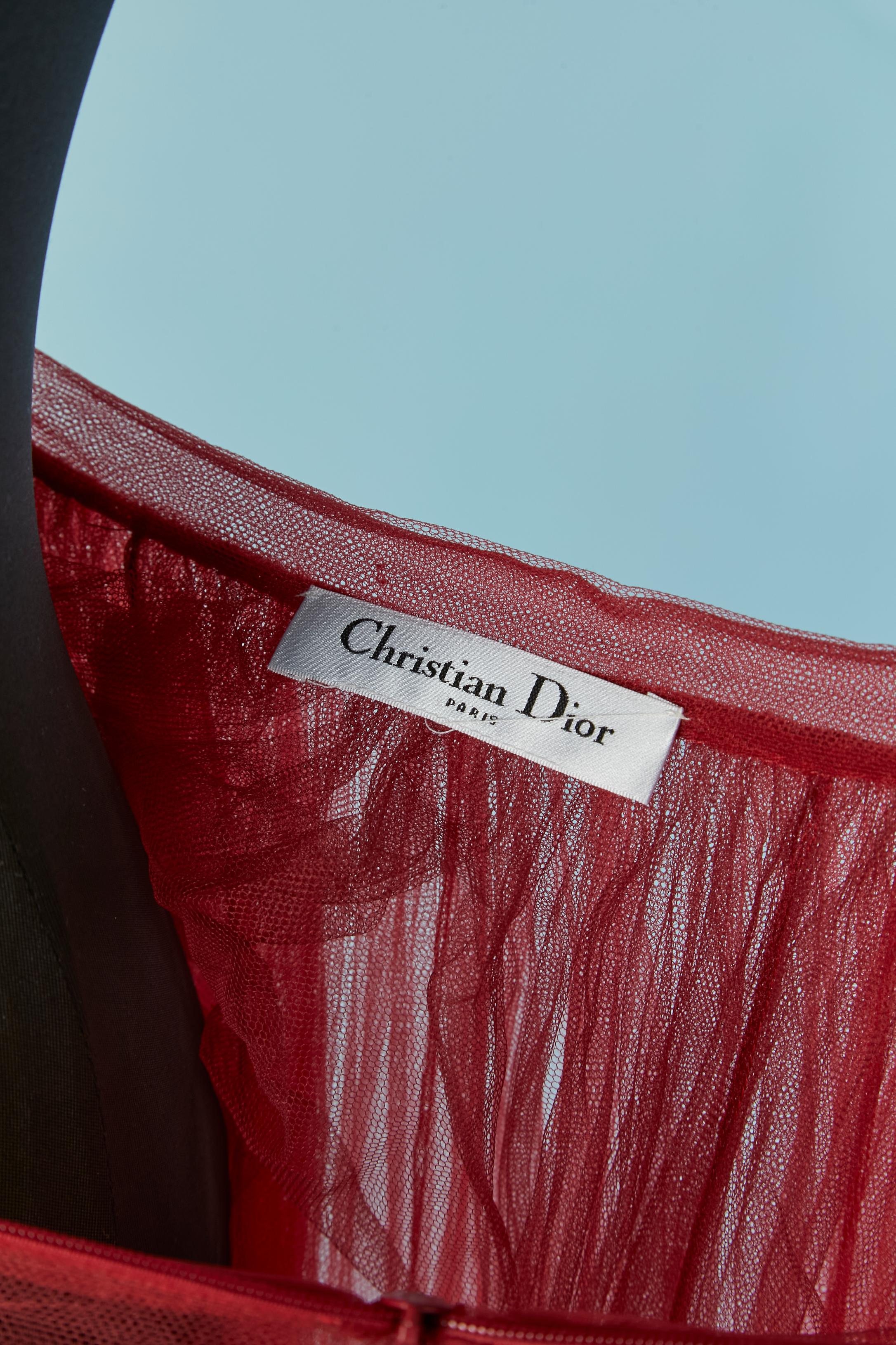 Gonna rossa trasparente in tulle stile sottoveste CHRISTIAN DIOR in vendita 1