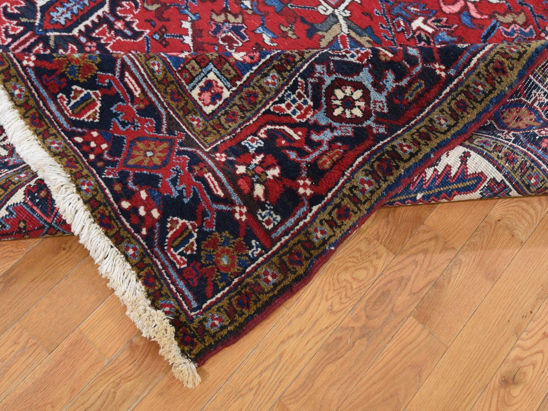 Turkish Red Semi Antique Heriz Excellent Condition Thick and Plush Oriental Rug