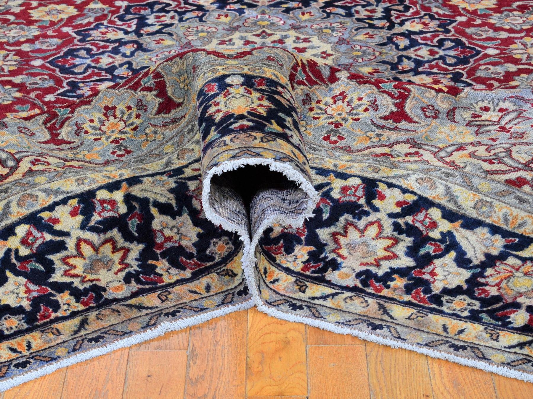 Red Semi Antique Isfahan Clean Good Condition Wool Hand Knotted Oriental Rug In Good Condition In Carlstadt, NJ