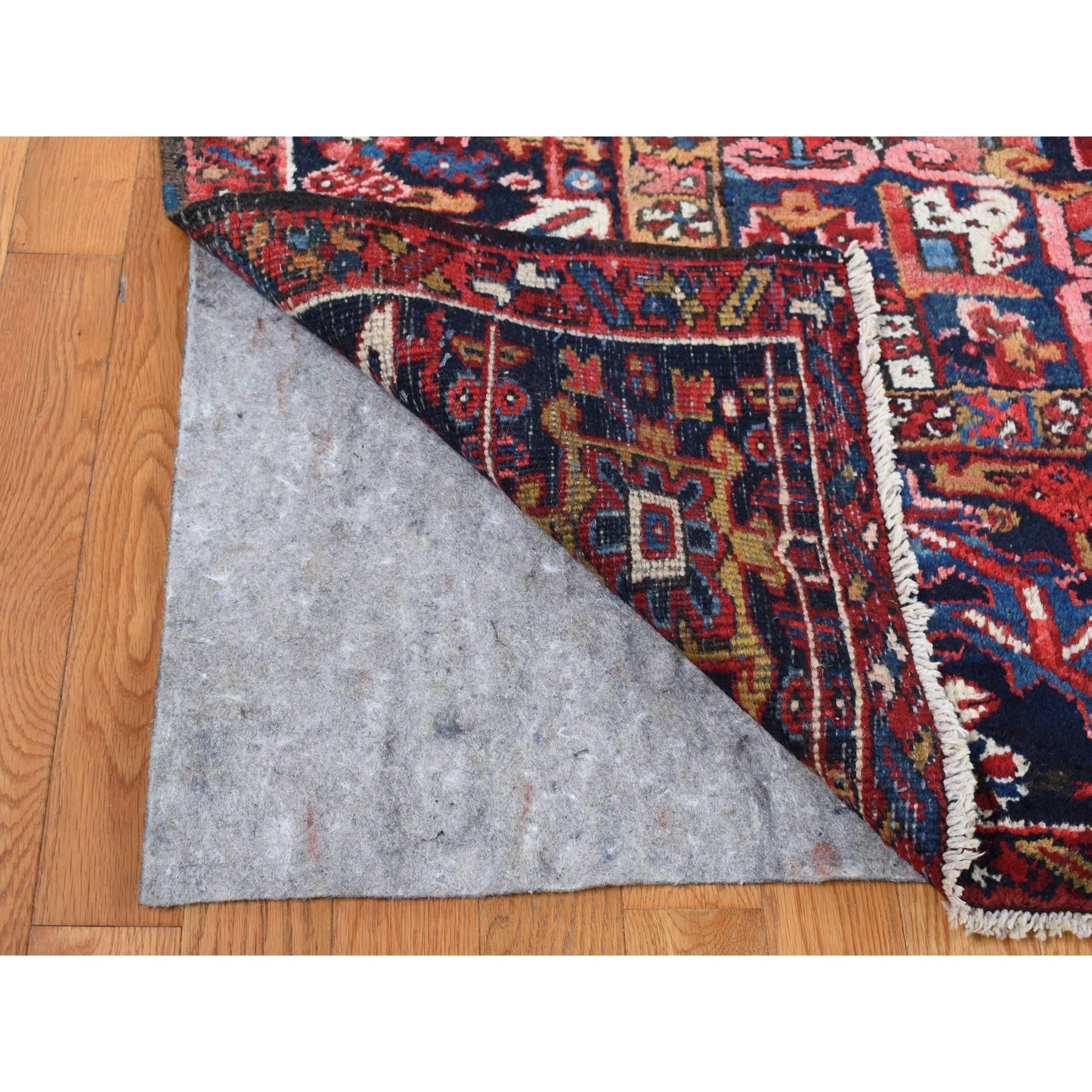Hand-Knotted Red Semi Antique Persian Heriz Full Pile and Clean Hand Knotted Pure Wool XL Rug For Sale