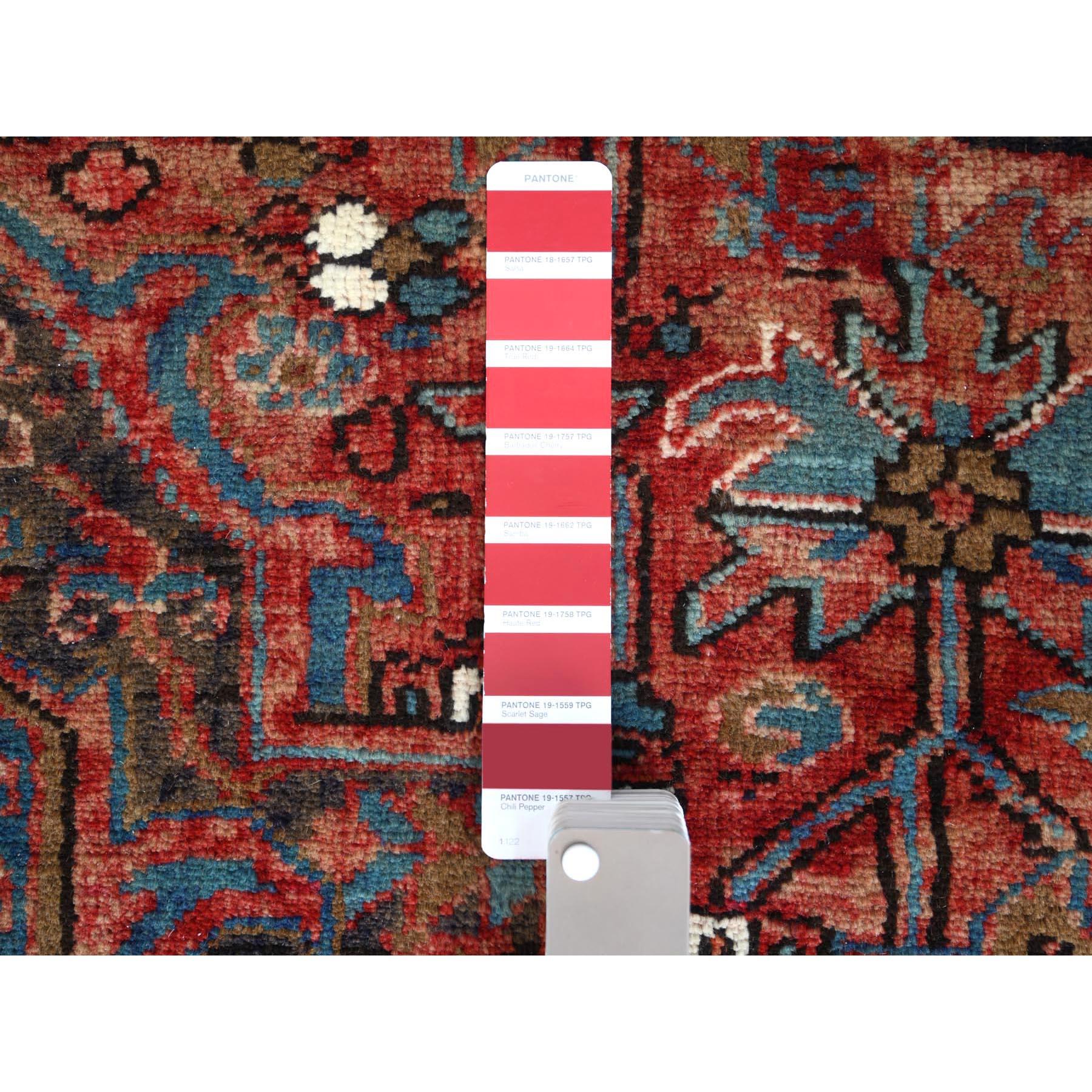 Red Semi Antique Persian Heriz Full Pile Flower Oriental Rug 1