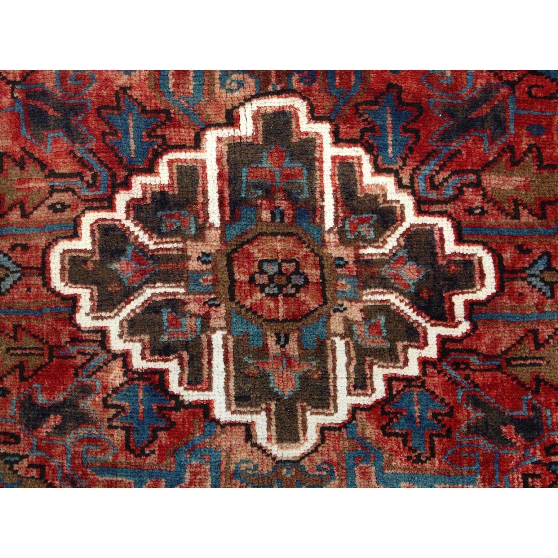 Red Semi Antique Persian Heriz Full Pile Flower Oriental Rug 2
