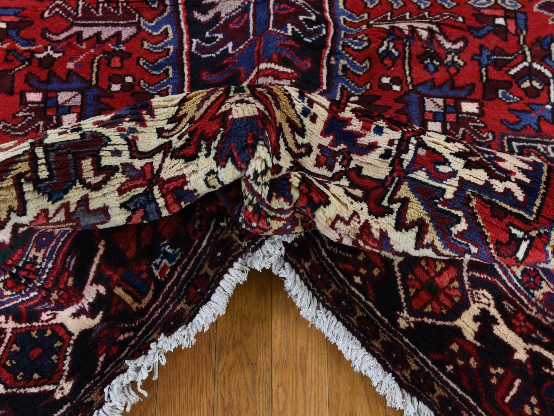 Mid-20th Century Red Semi Antique Persian Heriz Good Condition Hand Knotted Oriental Rug, 7'9