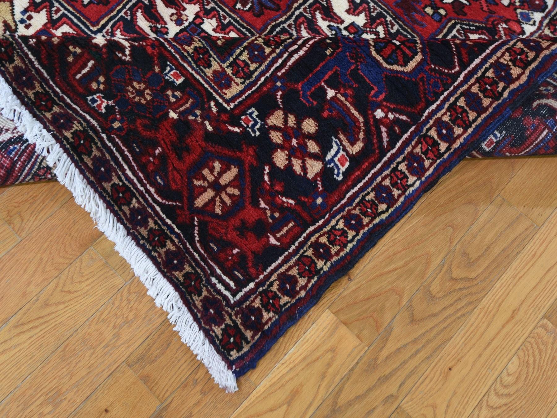 Wool Red Semi Antique Persian Heriz Good Condition Hand Knotted Oriental Rug, 7'9