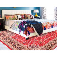 Red Semi Antique Persian Kashan Pure Wool Hand Knotted Oriental Rug, 9'6" x 12'3