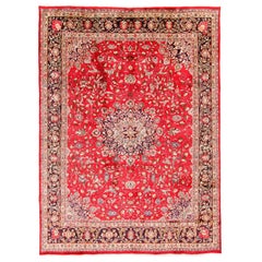 Red Semi Antique Persian Kashan Pure Wool Hand Knotted Oriental Rug, 9'6" x 12'3