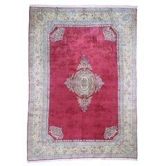 Red Semi Antique Persian Kerman Full Pile Mint Condition Soft And Clean Hand-Kno