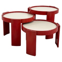 Red Set of Model 780 Nesting Tables by Gianfranco Frattini for Cassina, 1960s