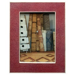 Red Shagreen Frame w/ Bone Trim