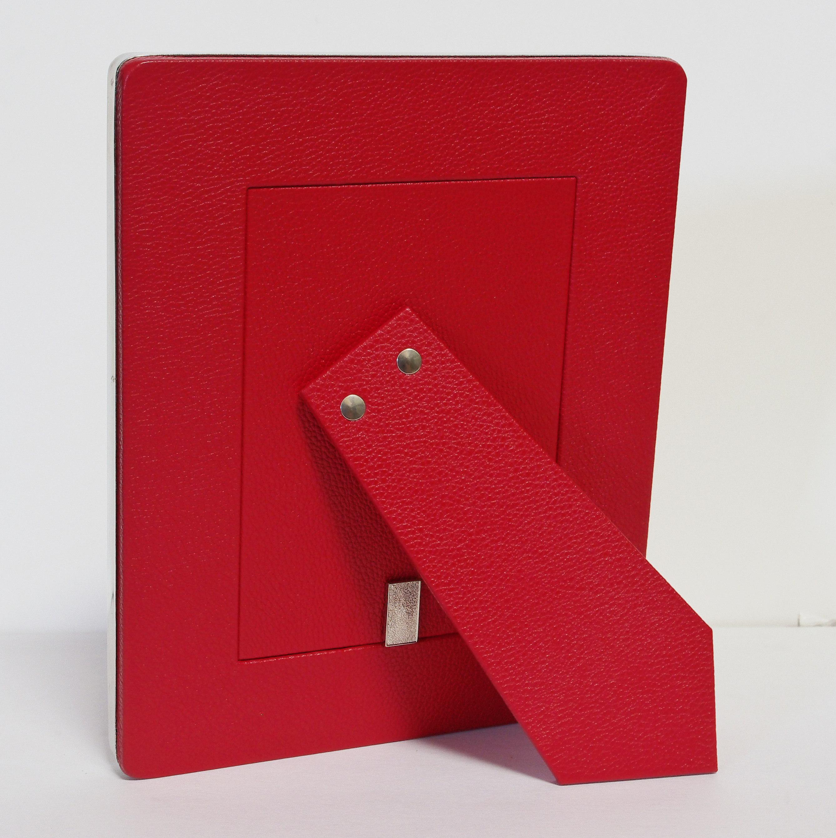 Leather Red Shagreen Photo Frame by Fabio Ltd For Sale