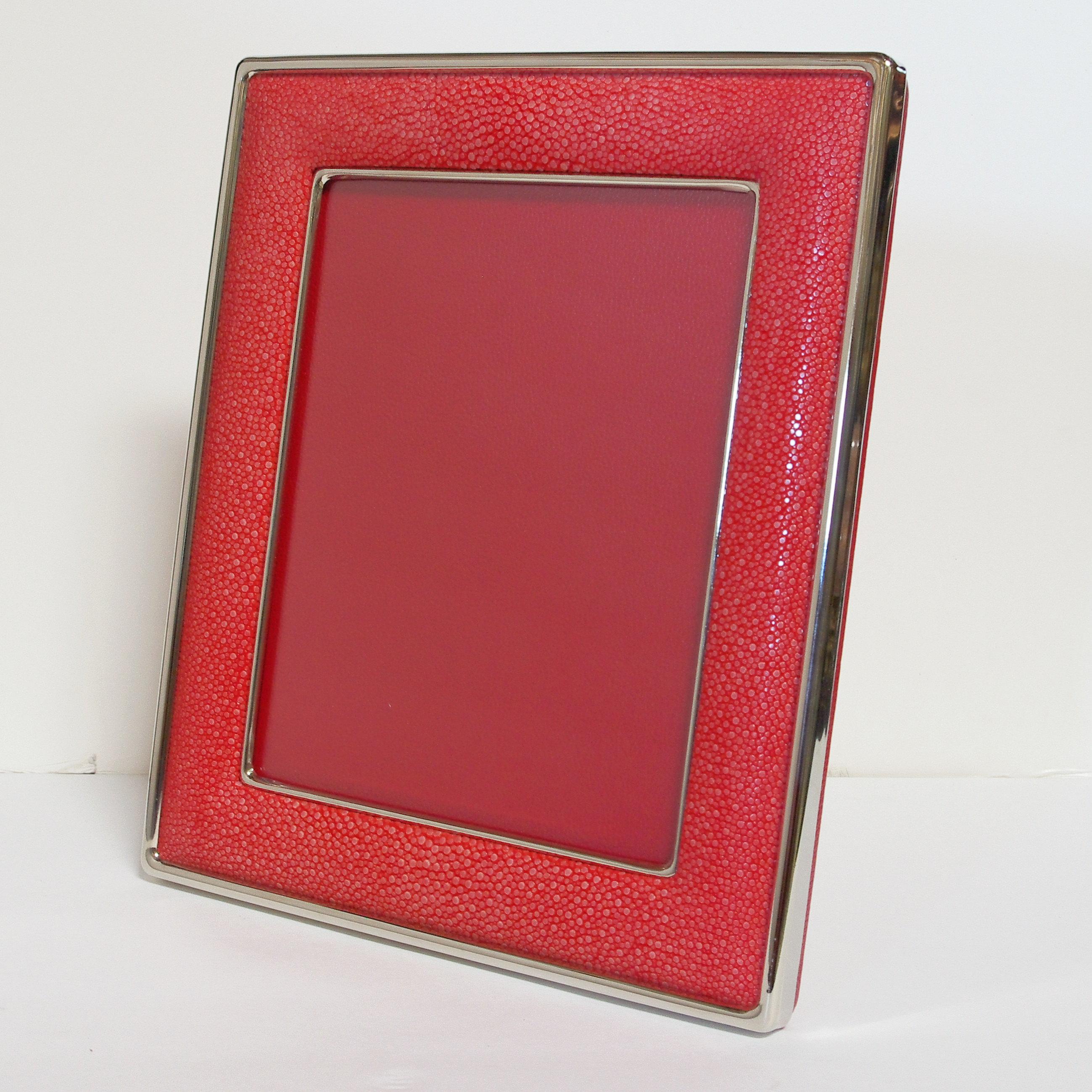 Modern Red Shagreen Photo Frame by Fabio Ltd For Sale
