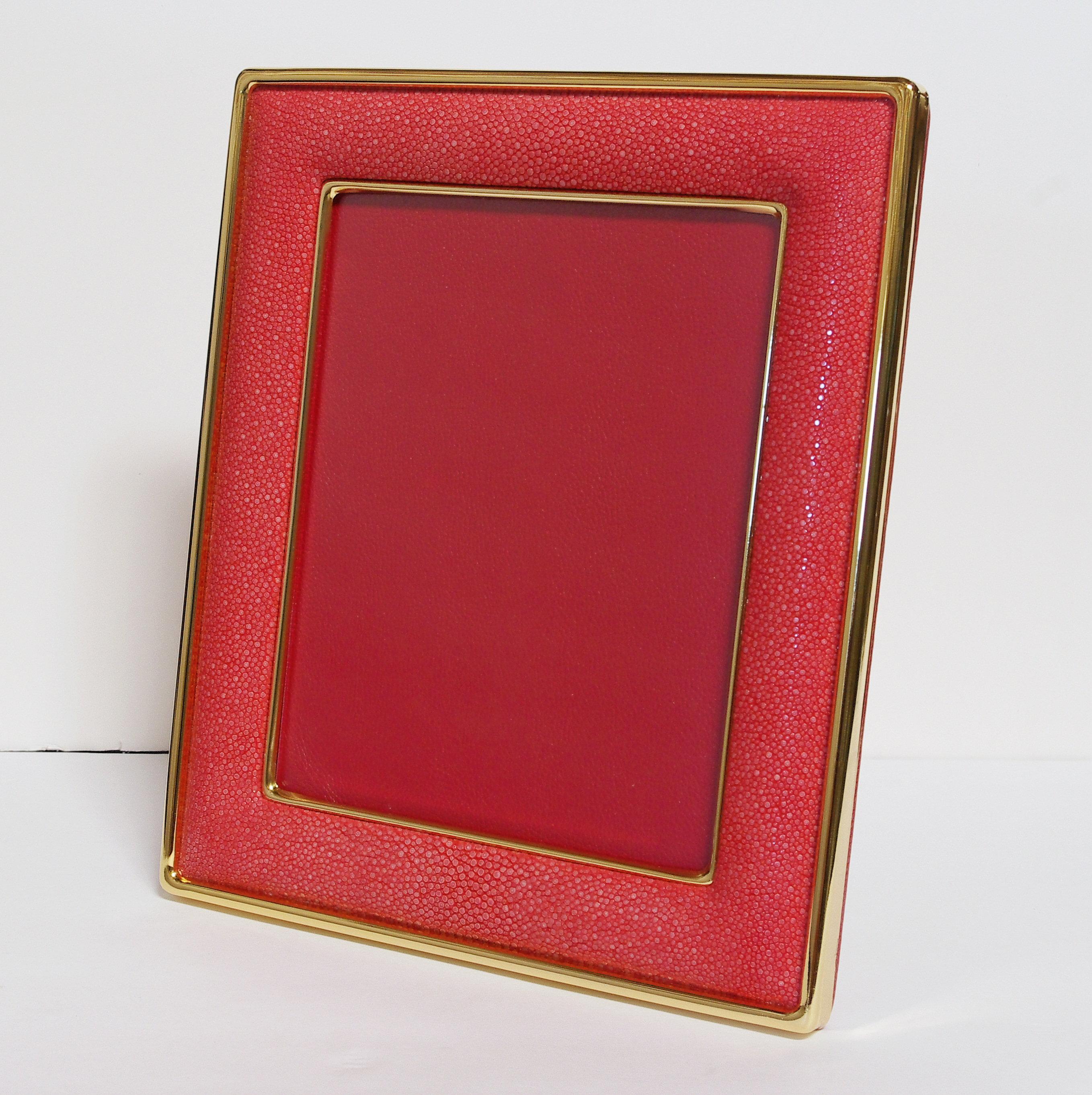 Modern Red Shagreen Photo Frame by Fabio Ltd For Sale