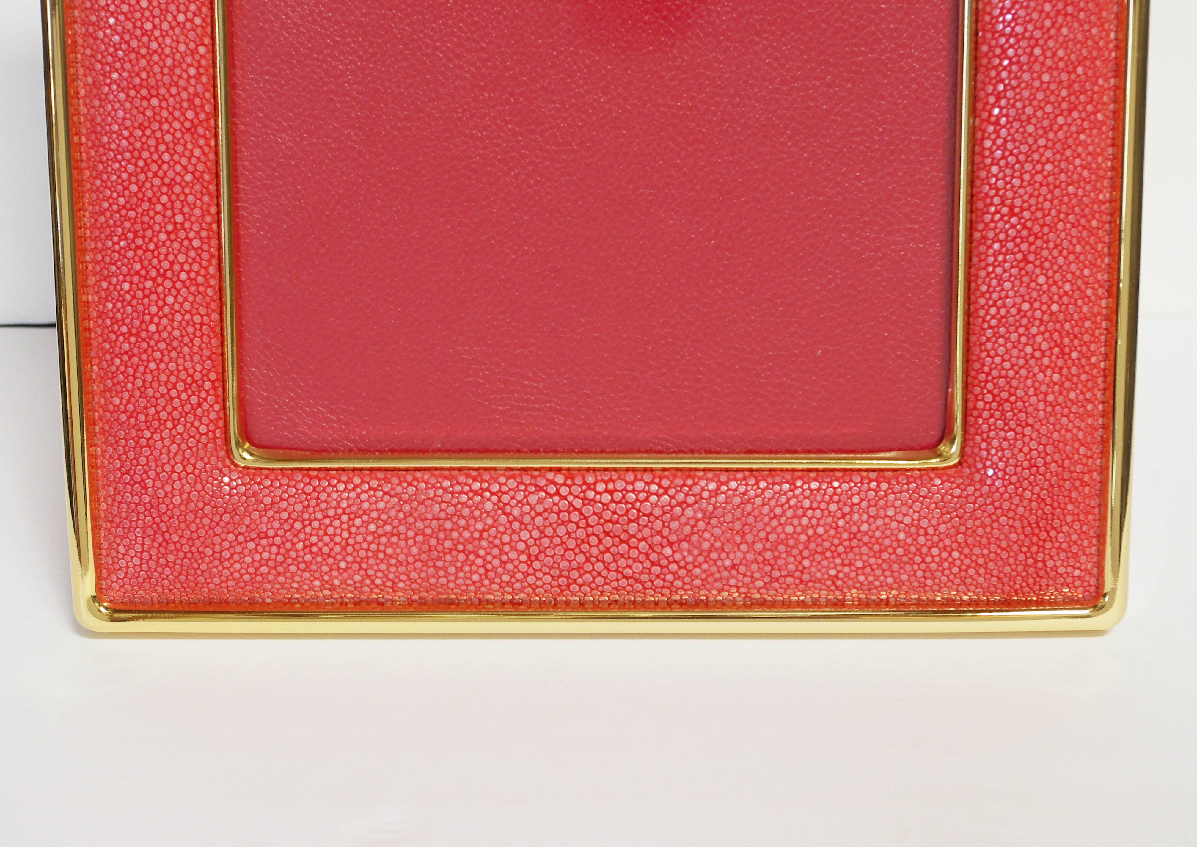 Italian Red Shagreen Photo Frame by Fabio Ltd For Sale