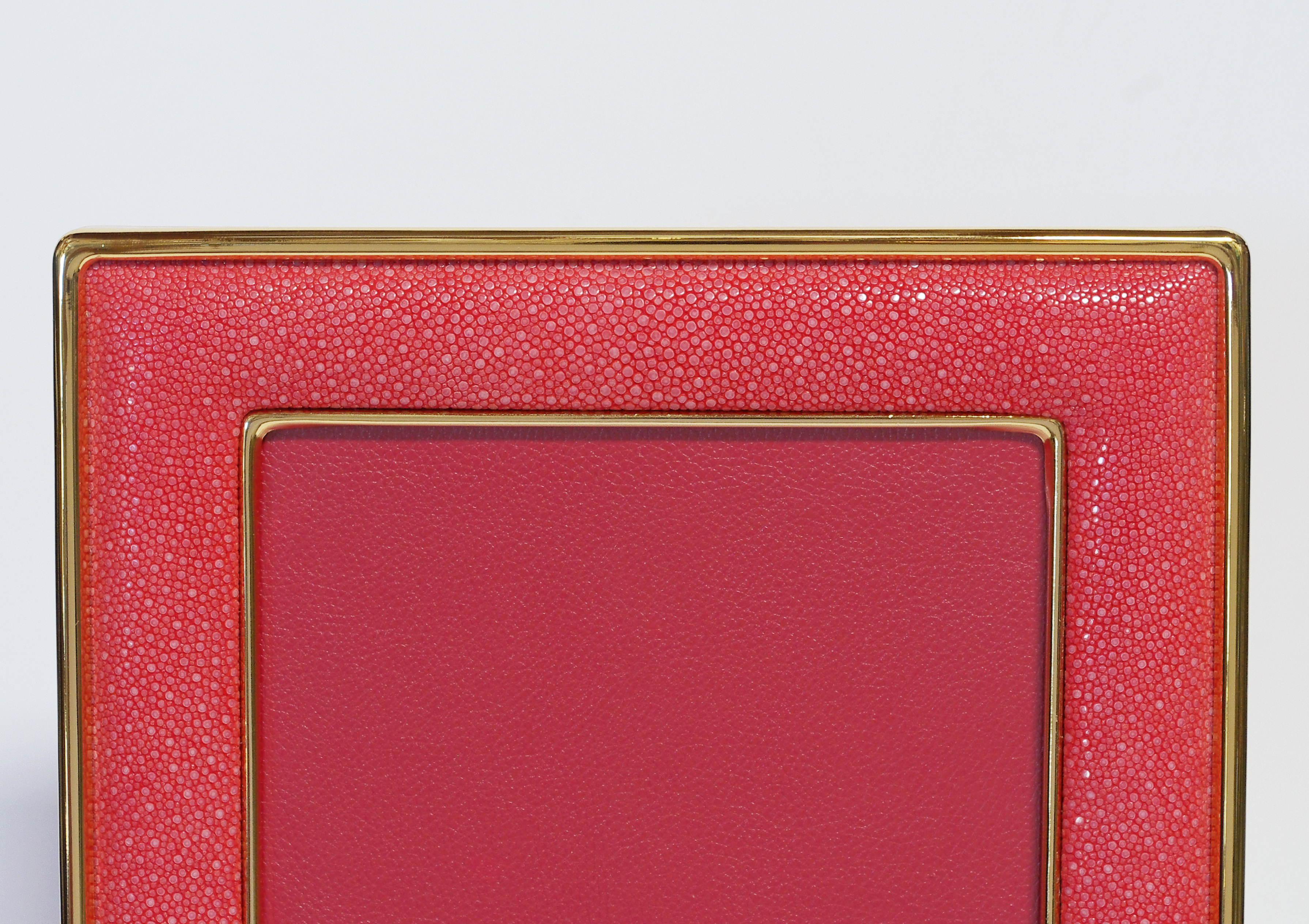 Plated Red Shagreen Photo Frame by Fabio Ltd For Sale