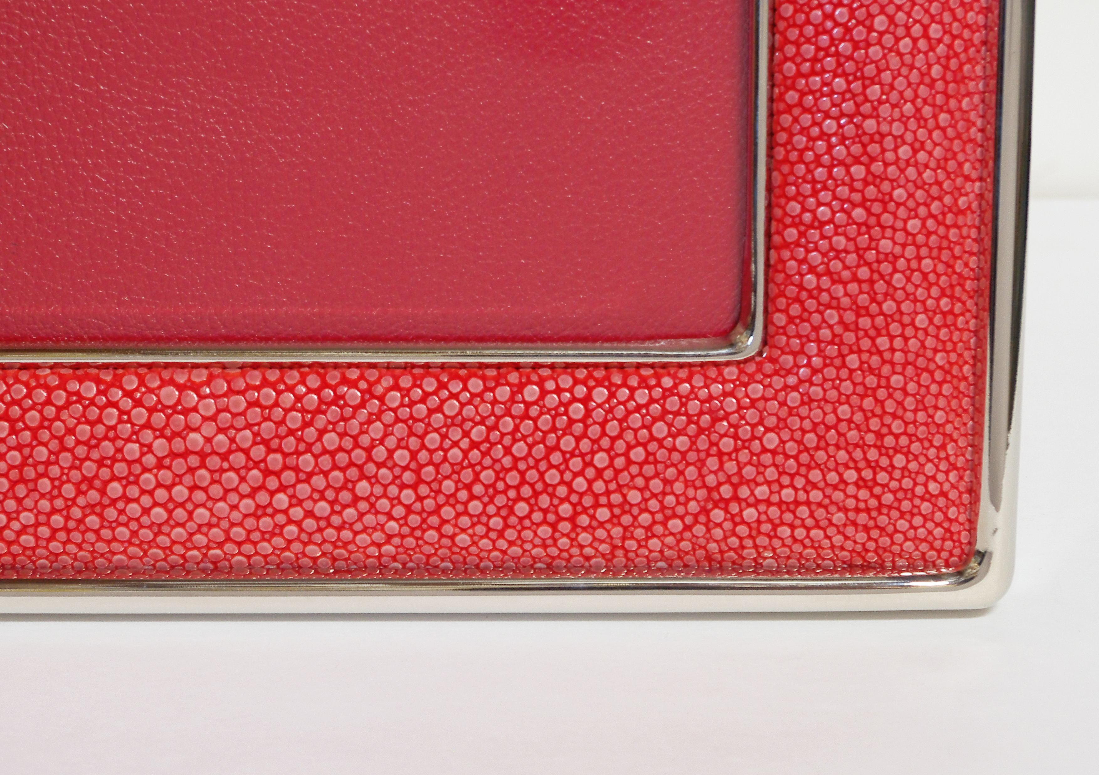 Red Shagreen Photo Frame by Fabio Ltd In Excellent Condition For Sale In Los Angeles, CA