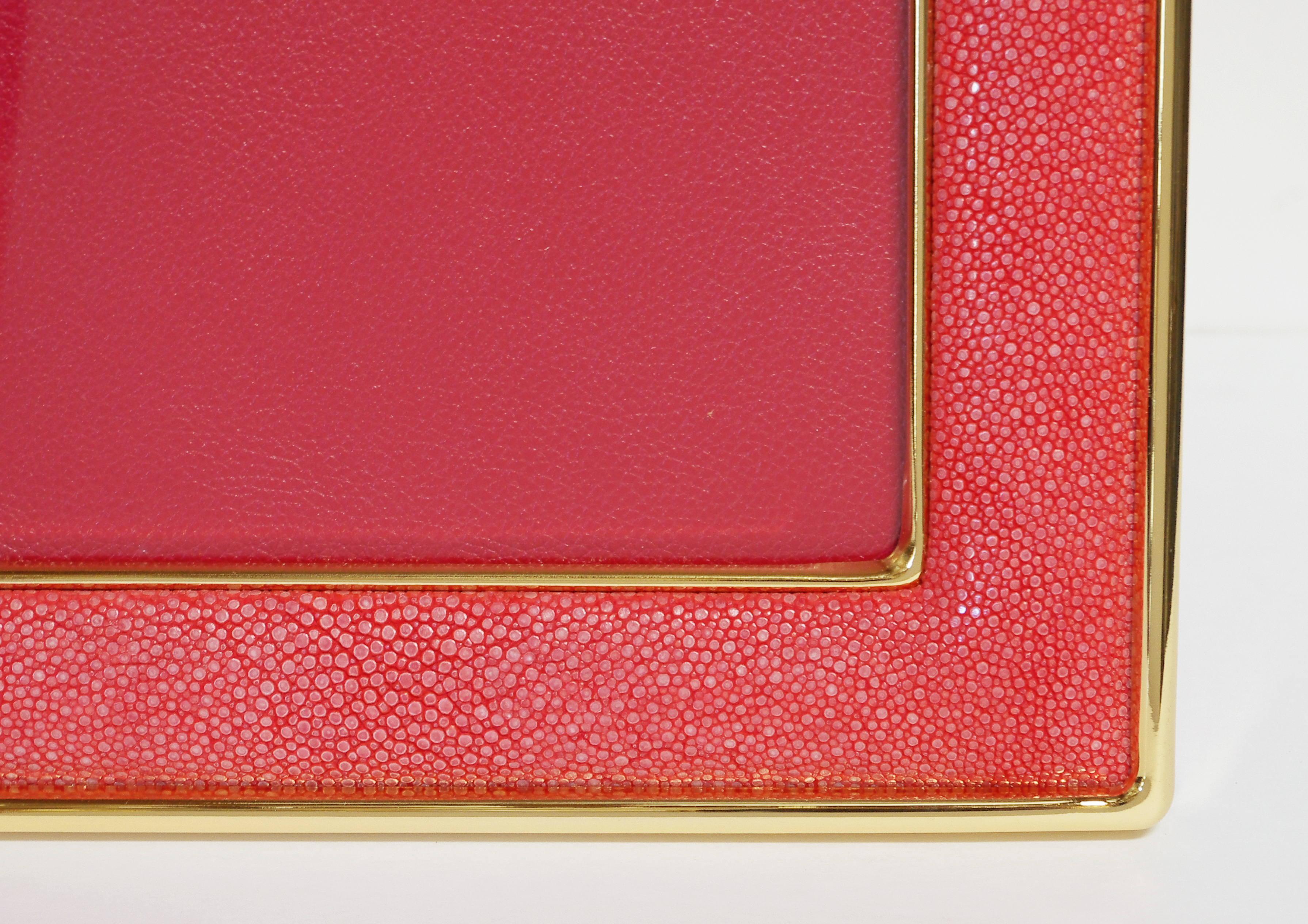 Red Shagreen Photo Frame by Fabio Ltd In Excellent Condition For Sale In Los Angeles, CA