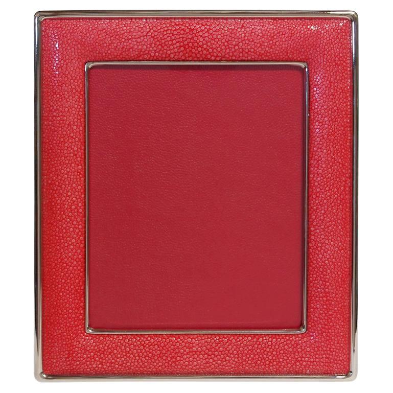 Red Shagreen Photo Frame by Fabio Ltd For Sale