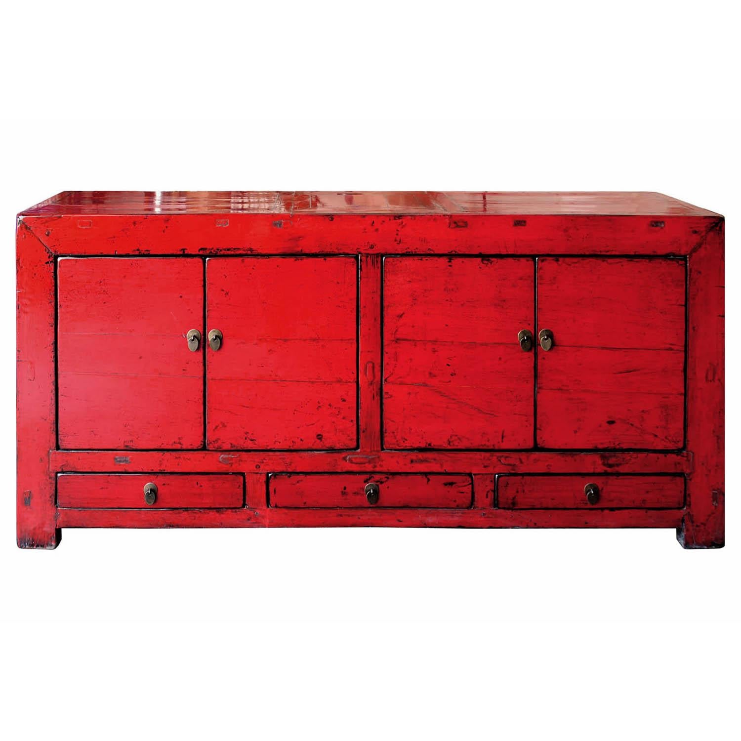 Red Shandong Sideboard
