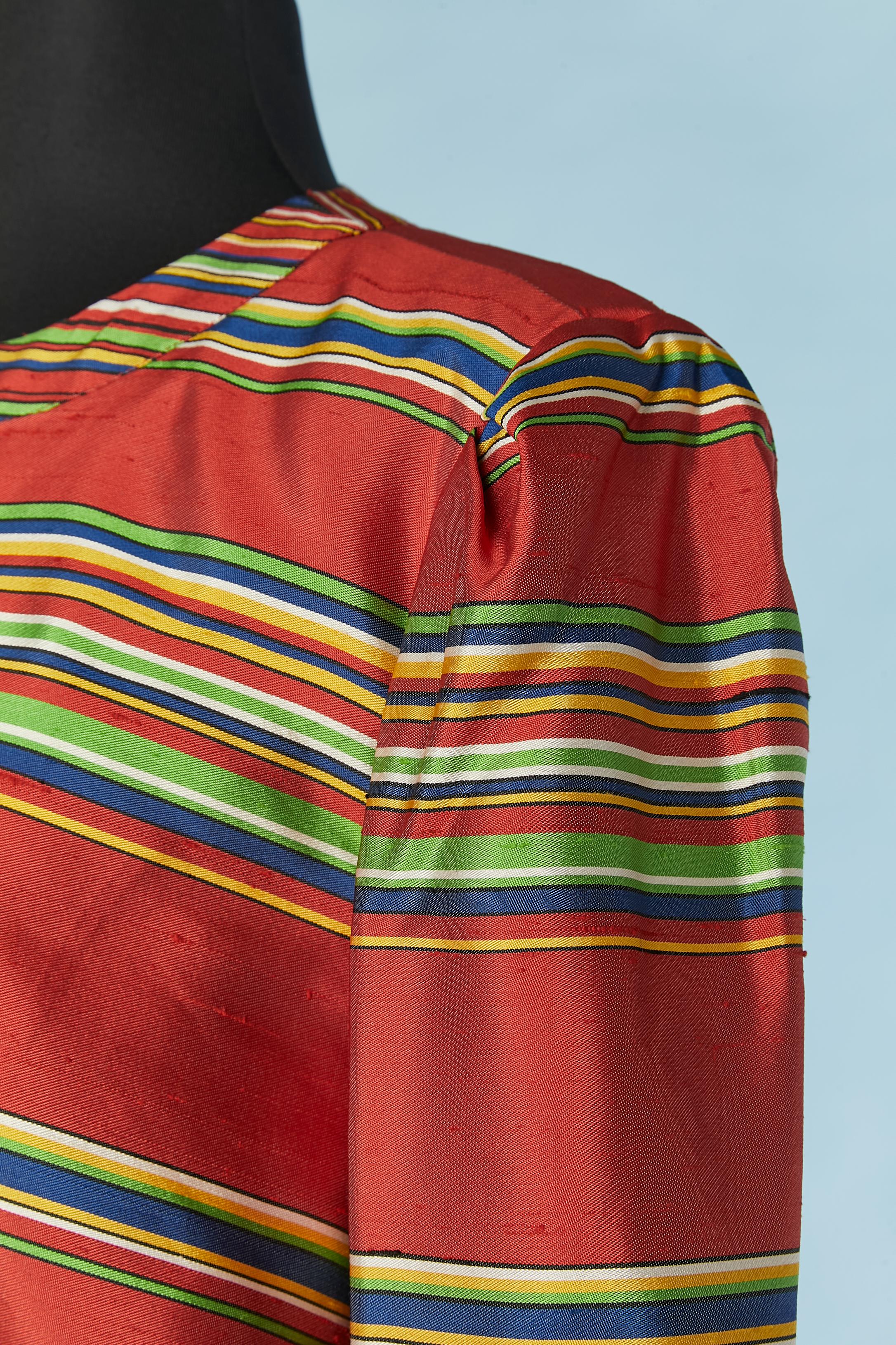 Combinaison jupe shantung rouge à rayures Yves Saint Laurent Rive Gauche Pour femmes en vente