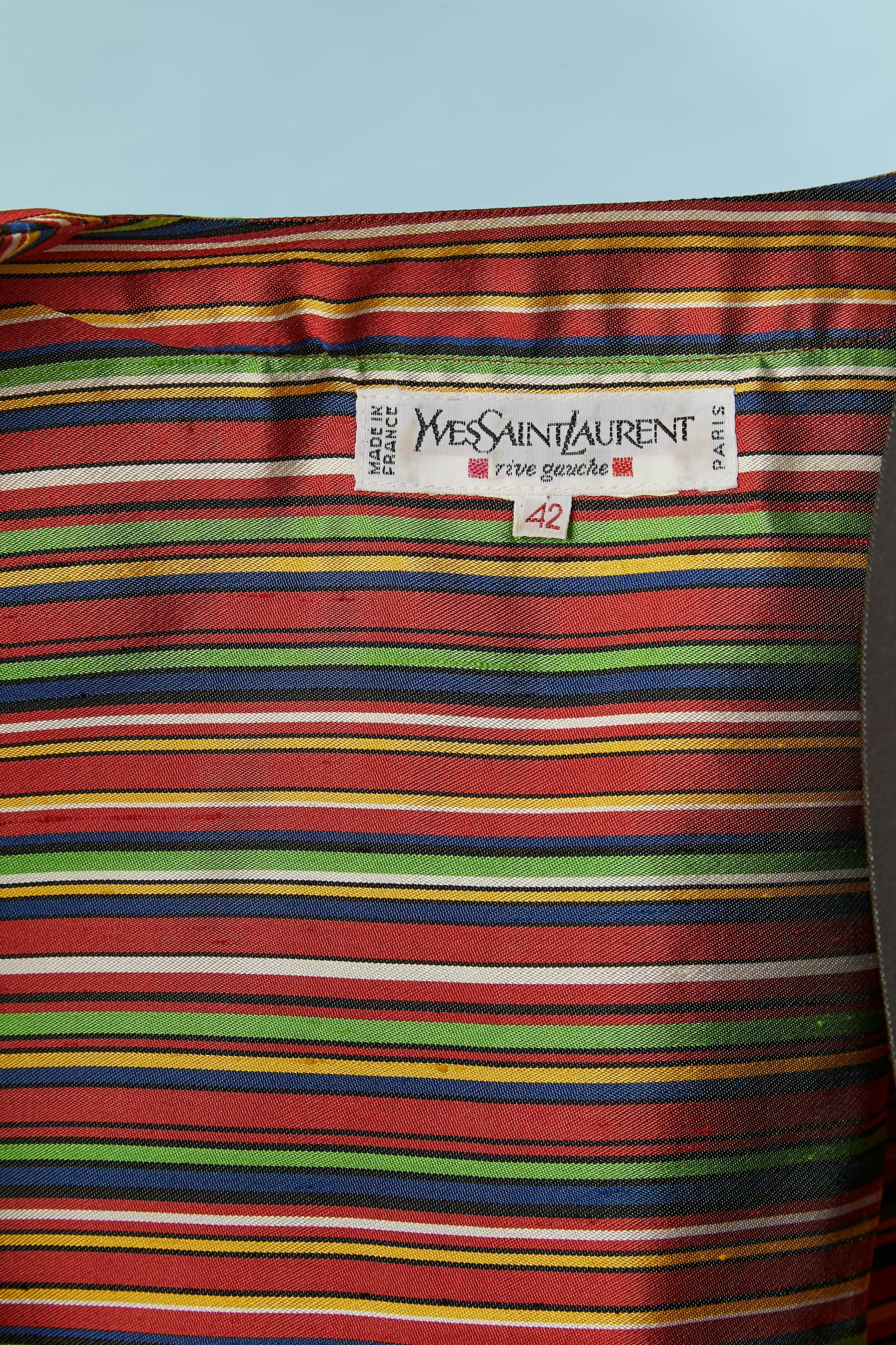 Combinaison jupe shantung rouge à rayures Yves Saint Laurent Rive Gauche en vente 4