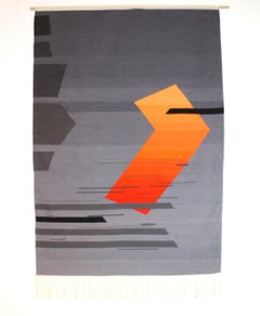 Zeitgenössischer handgewebter Wollteppich, rot und grau getönter Kelim oder Wandteppich