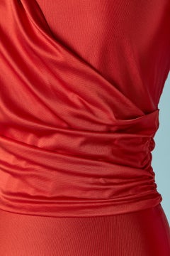 Red shiny jersey draped body-suit ALEXANDRE VAUTHIER