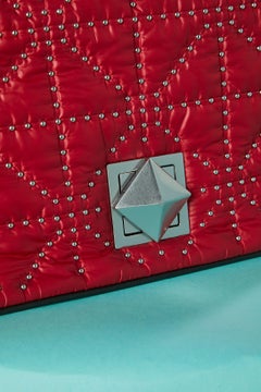 Red shoulder bag with tiny silver studs Sonia Rykiel Circa 2000's
