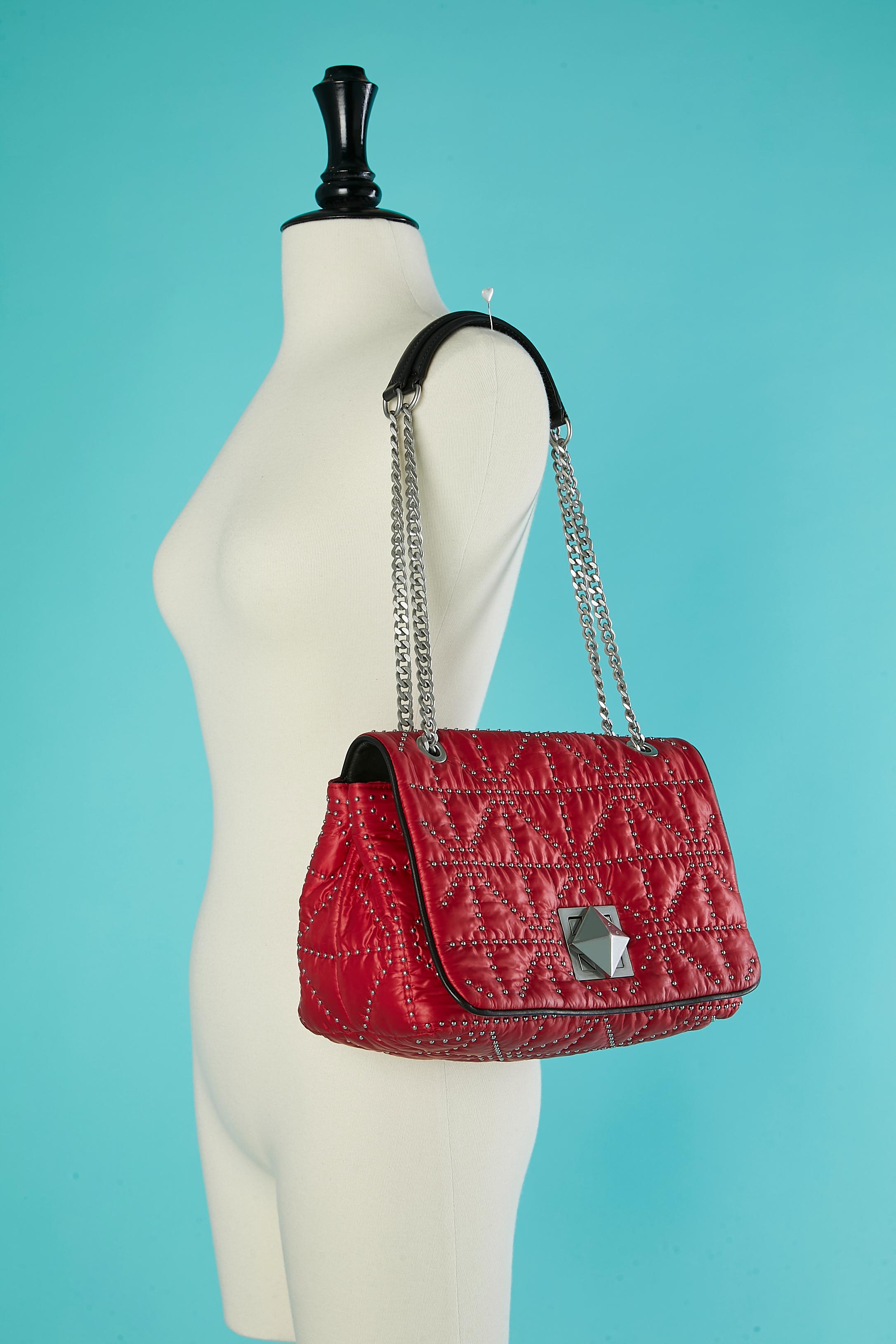  Red shoulder bag with tiny silver studs Sonia Rykiel Circa 2000's  For Sale 1