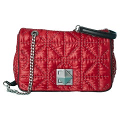  Red shoulder bag with tiny silver studs Sonia Rykiel Circa 2000's 