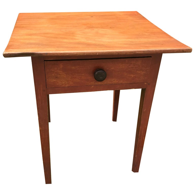 Red Side Table with Single Drawer at 1stDibs