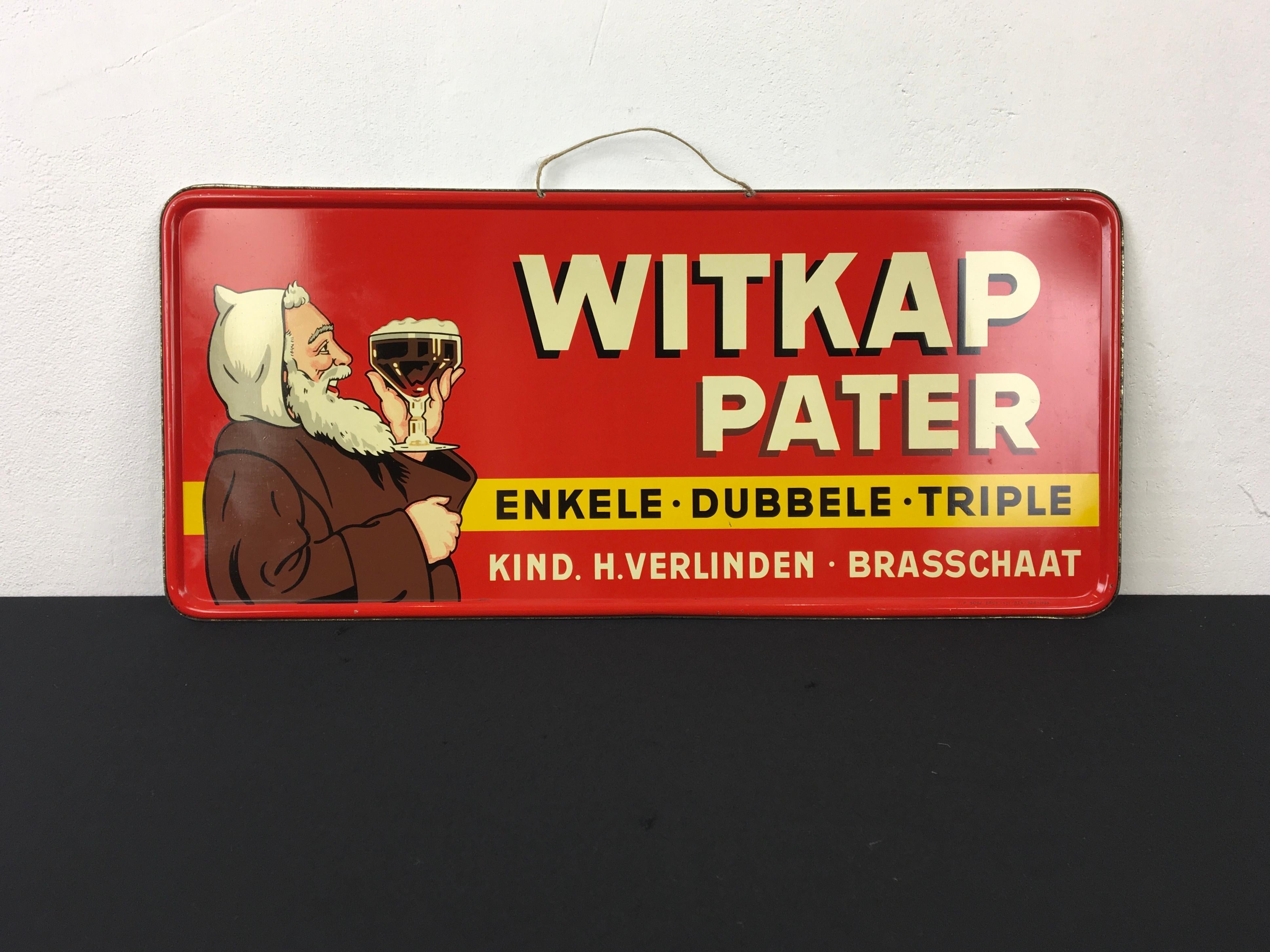 Rotes Schild Belgisches Bier Witkap Pater 1956 im Angebot 10