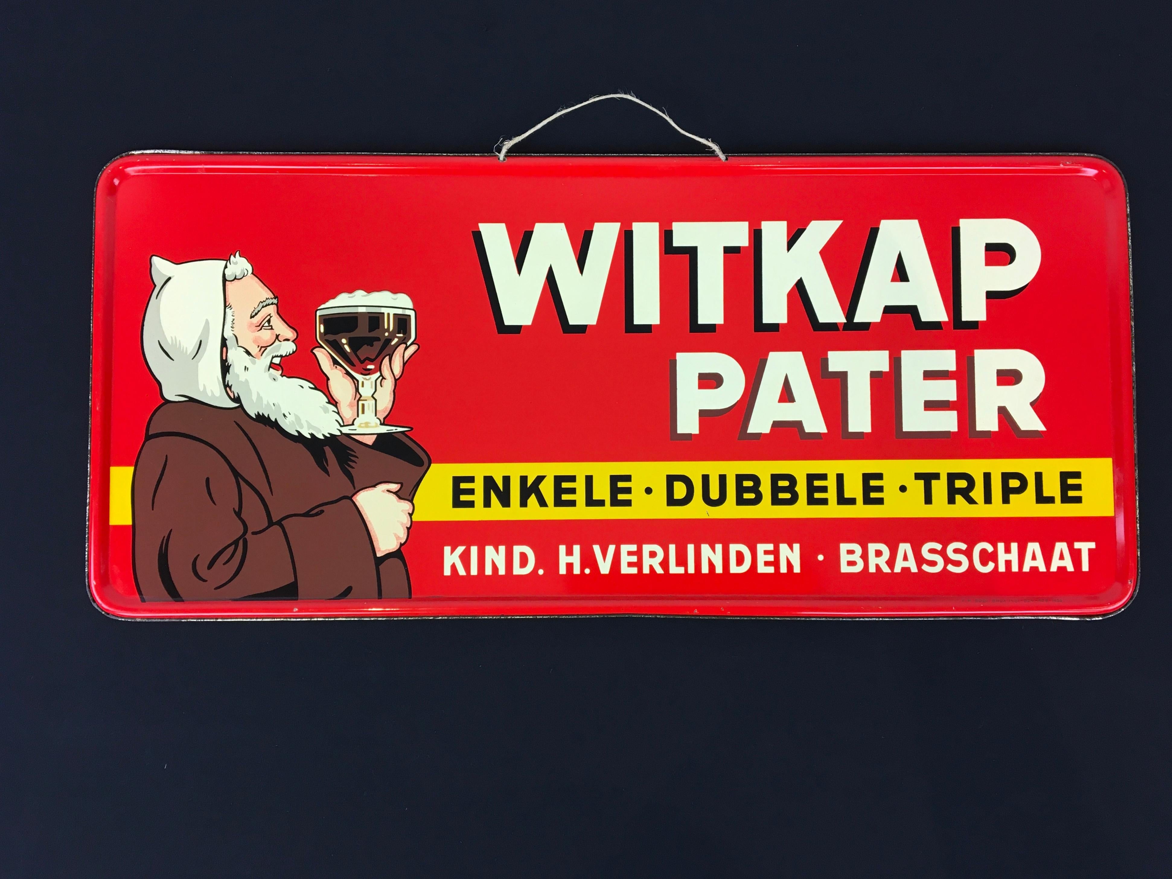 Rotes Schild Belgisches Bier Witkap Pater 1956 im Angebot 11