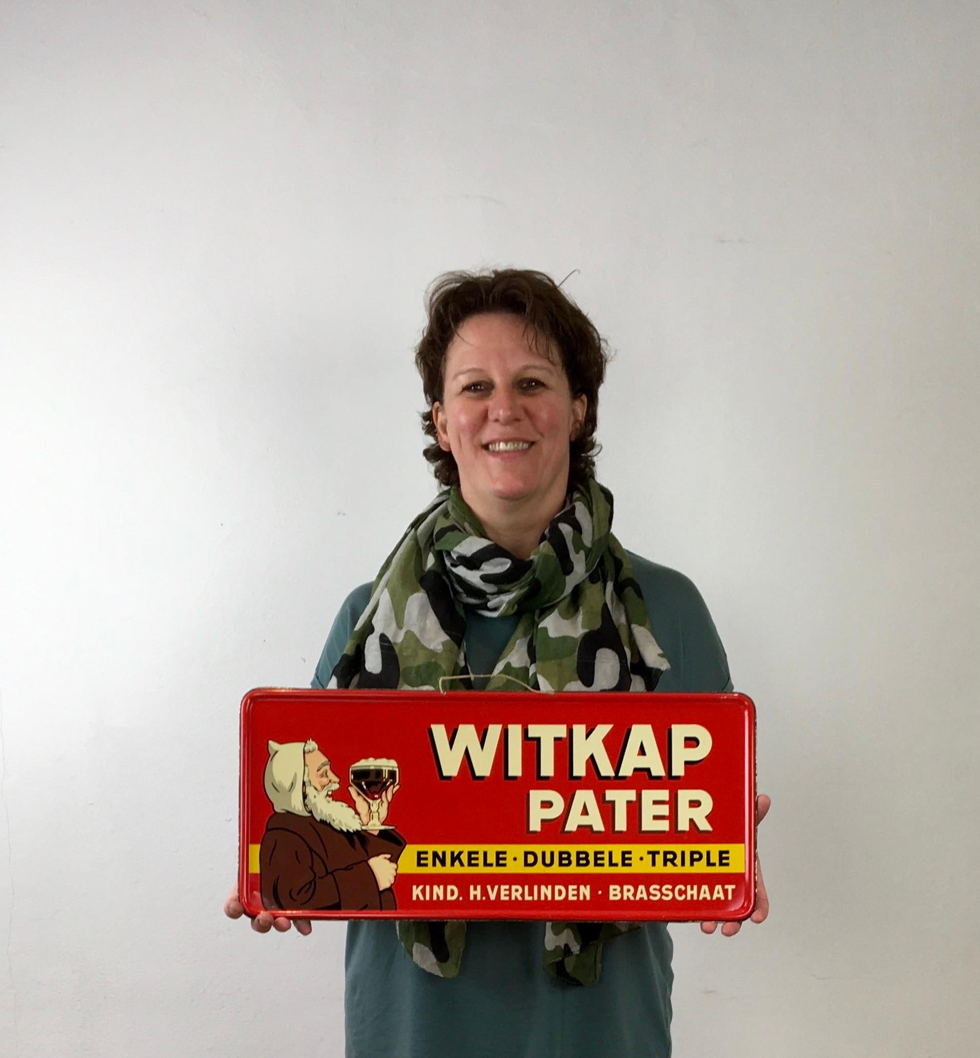 Modern Red Sign Belgian Beer Witkap Pater 1956 For Sale