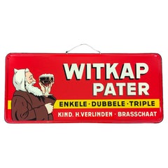 Vintage Red Sign Belgian Beer Witkap Pater 1956