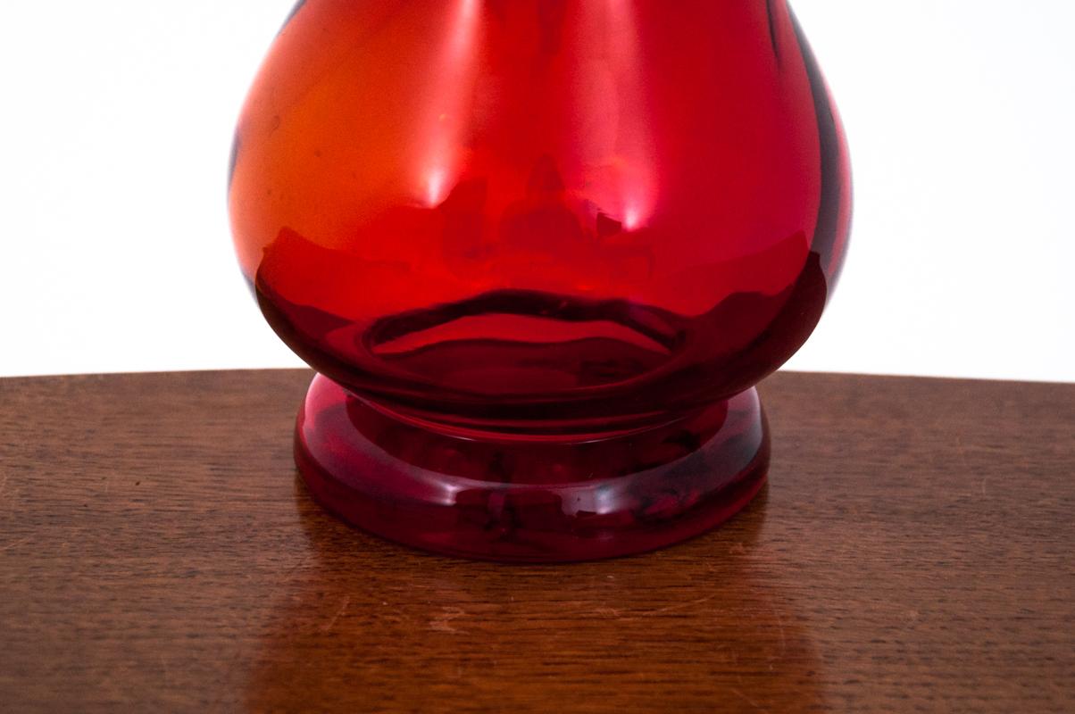 Polish Red Silesia Rustica Vase, Designed by L. Fiedorowicz, HSG Ząbkowice, 1960s For Sale