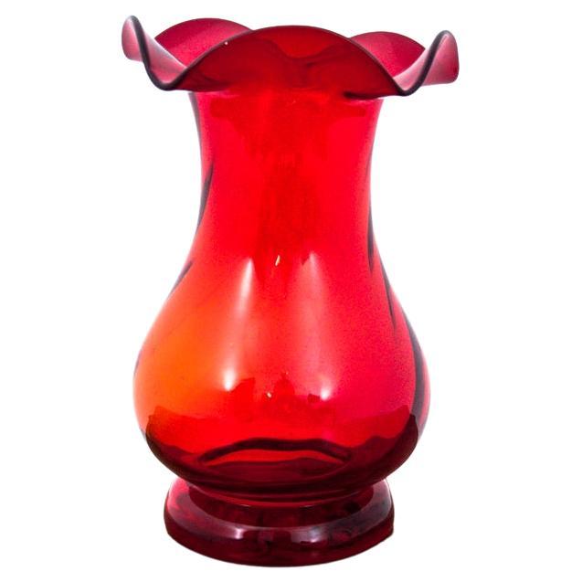 Red Silesia Rustica Vase, Designed by L. Fiedorowicz, HSG Ząbkowice, 1960s For Sale